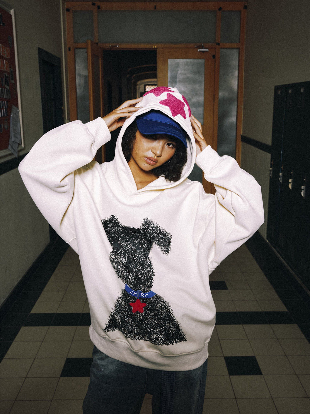 Aelfric Eden Oversized Graffiti Dog Graphic Hoodie