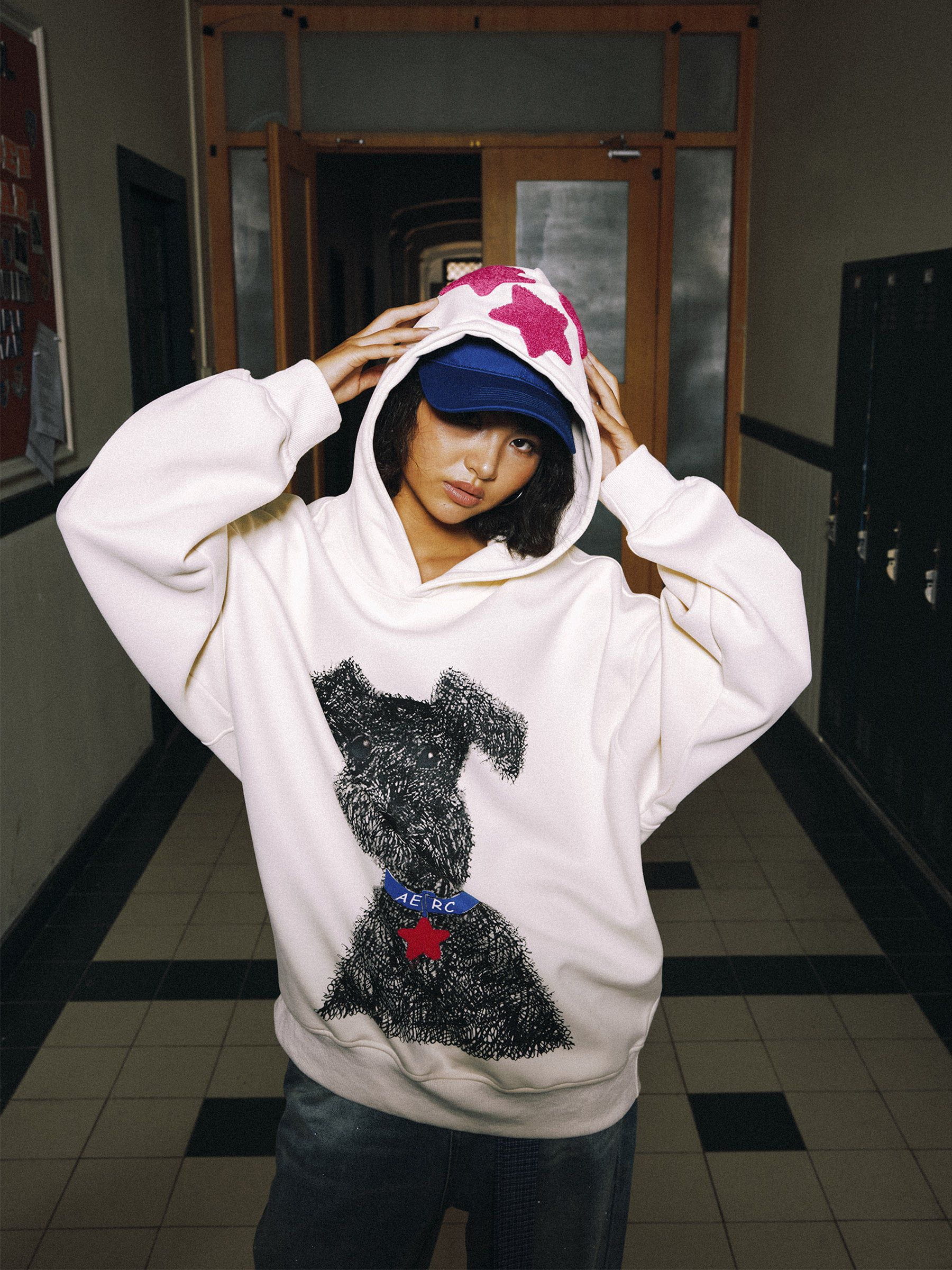 Aelfric Eden Oversized Graffiti Dog Graphic Hoodie