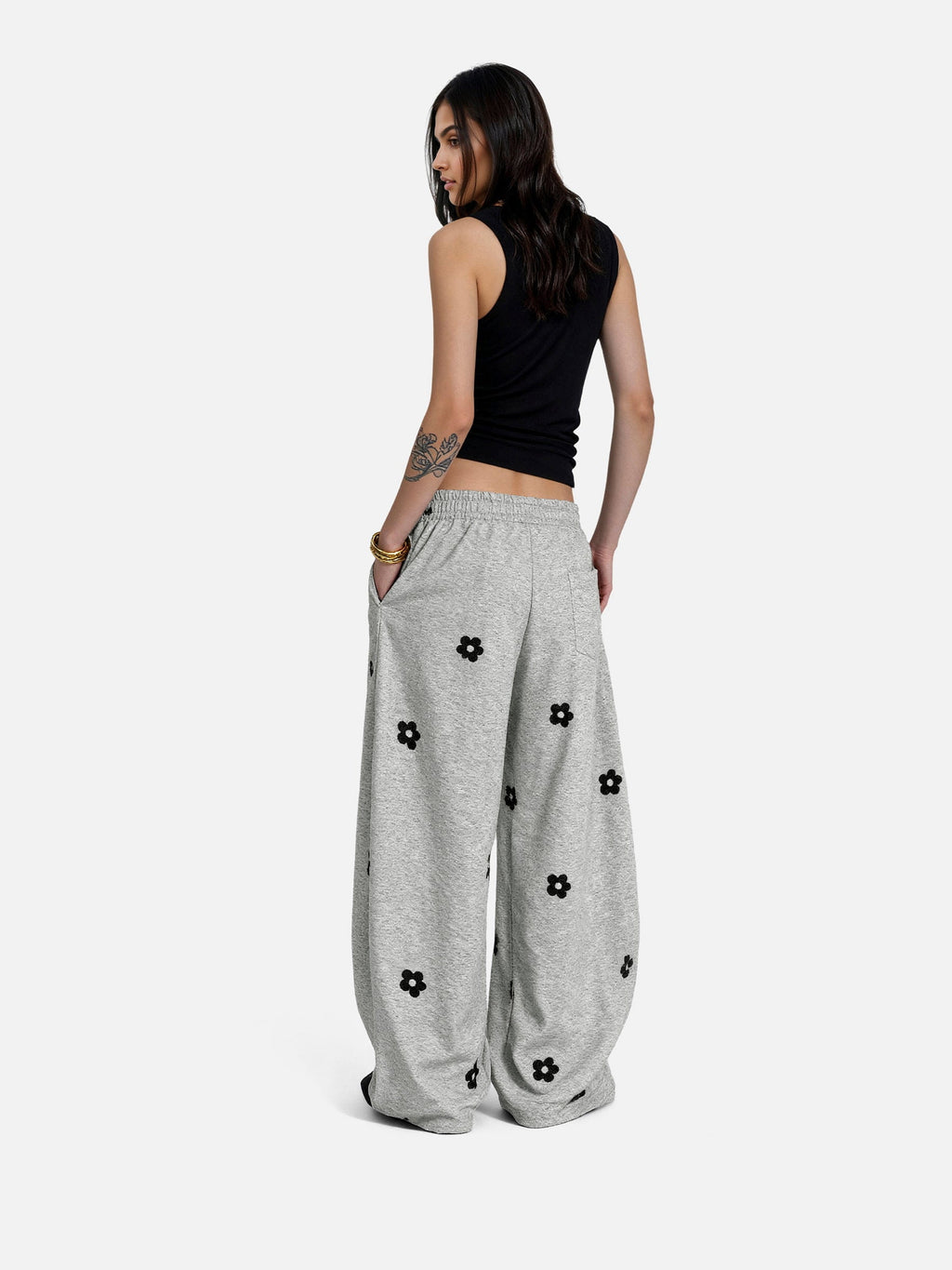 Aelfric Eden Floral Embroidery Baggy Barrel Sweatpants