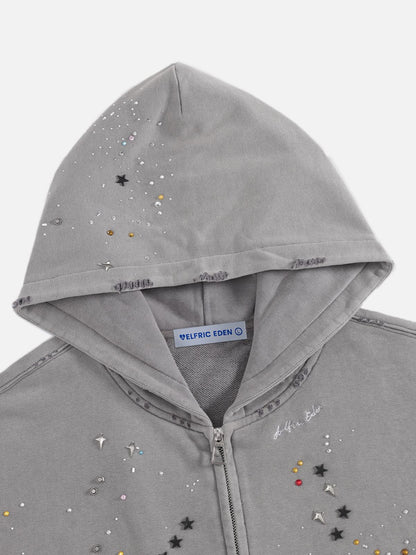 Aelfric Eden Rhinestone Regular Zip Up Hoodie