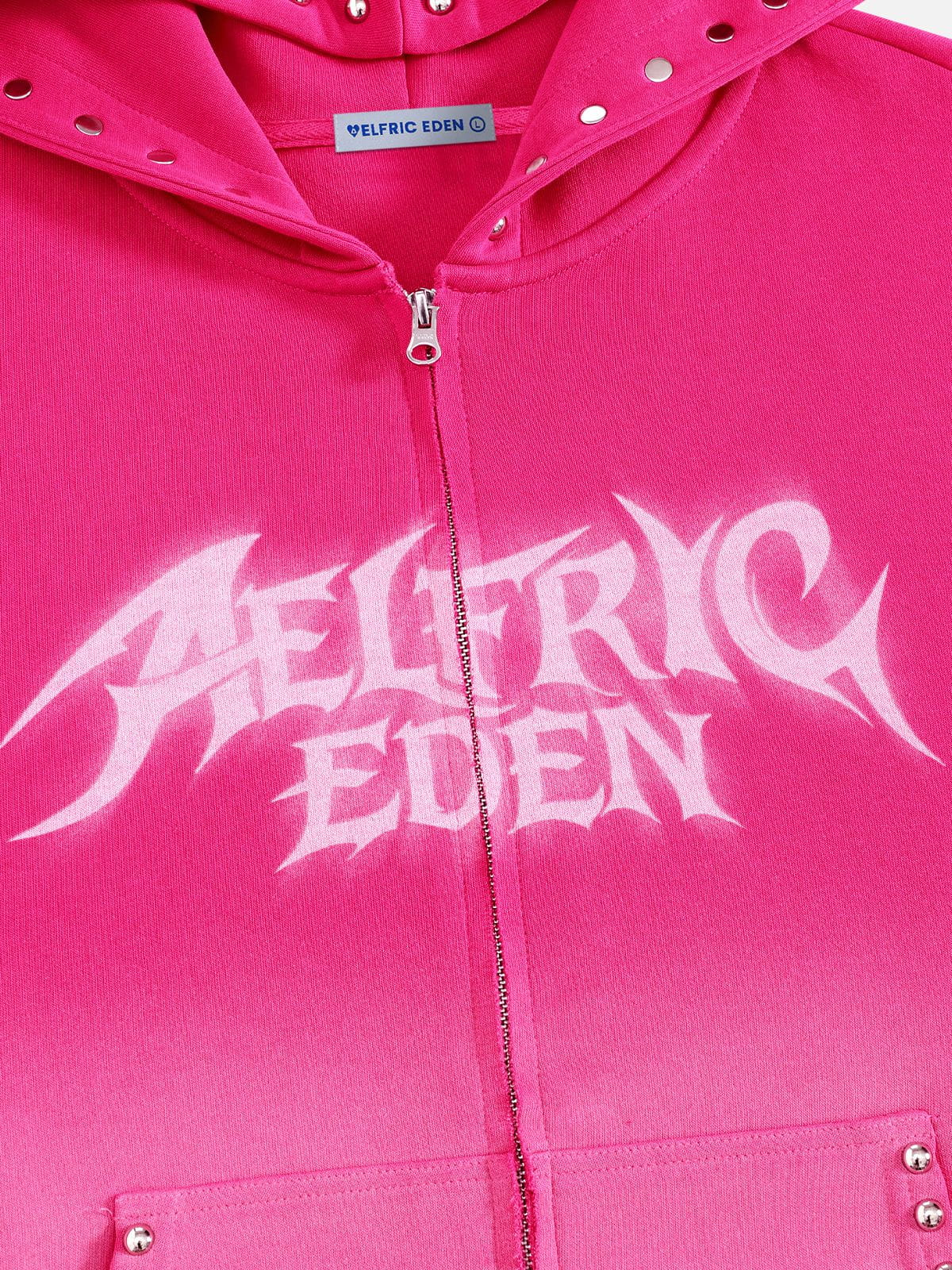 Aelfric Eden Boxy Washed Studded Zip Up Hoodie