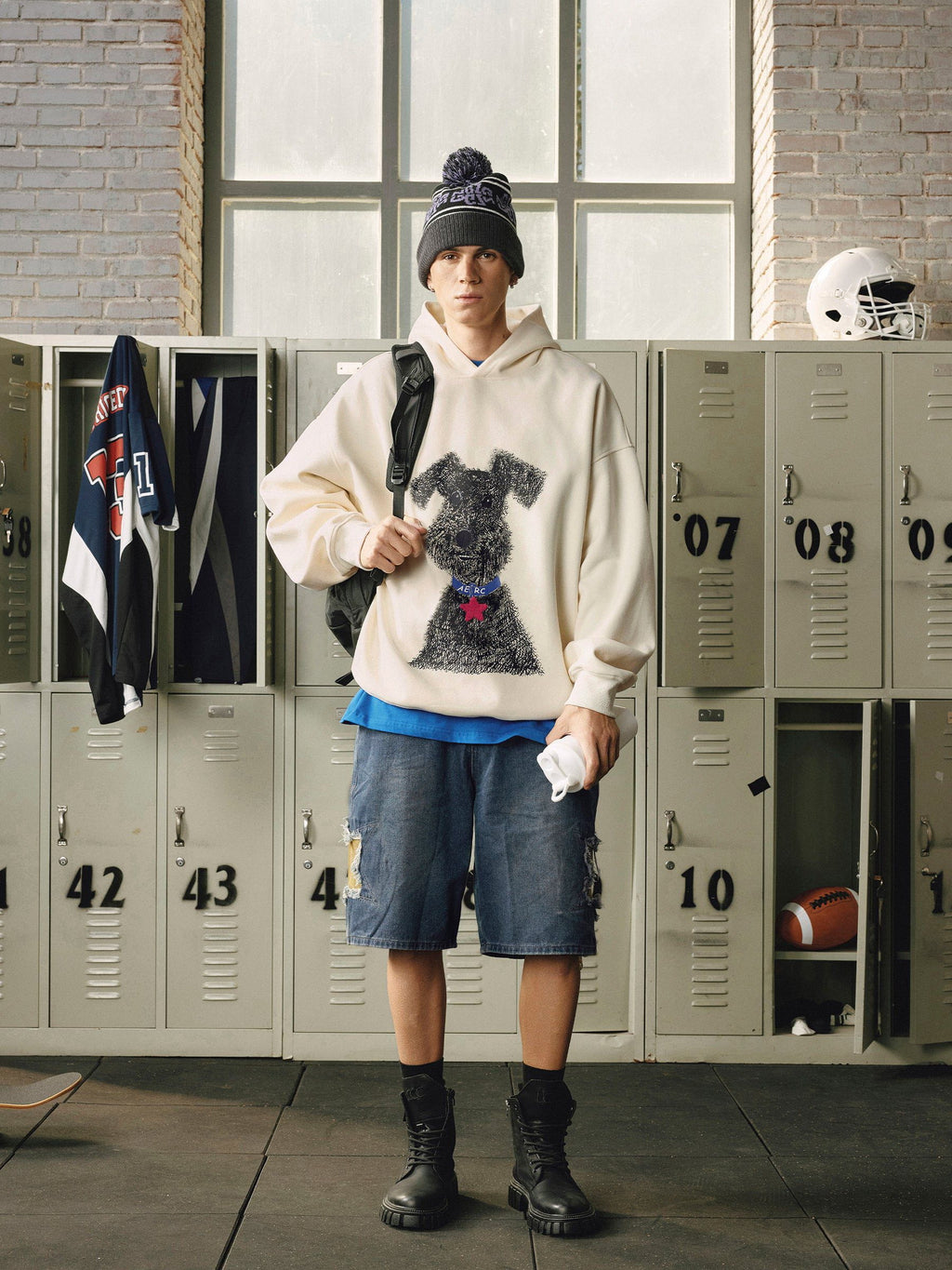 Aelfric Eden Oversized Graffiti Dog Graphic Hoodie