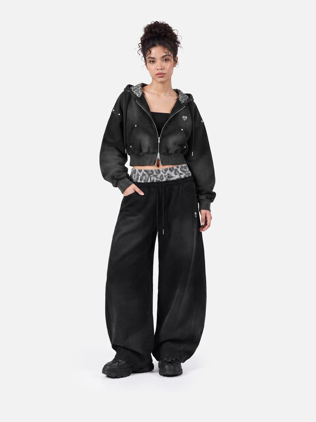 Aelfric Eden Cropped Spray Dyed Zip Up Hoodie