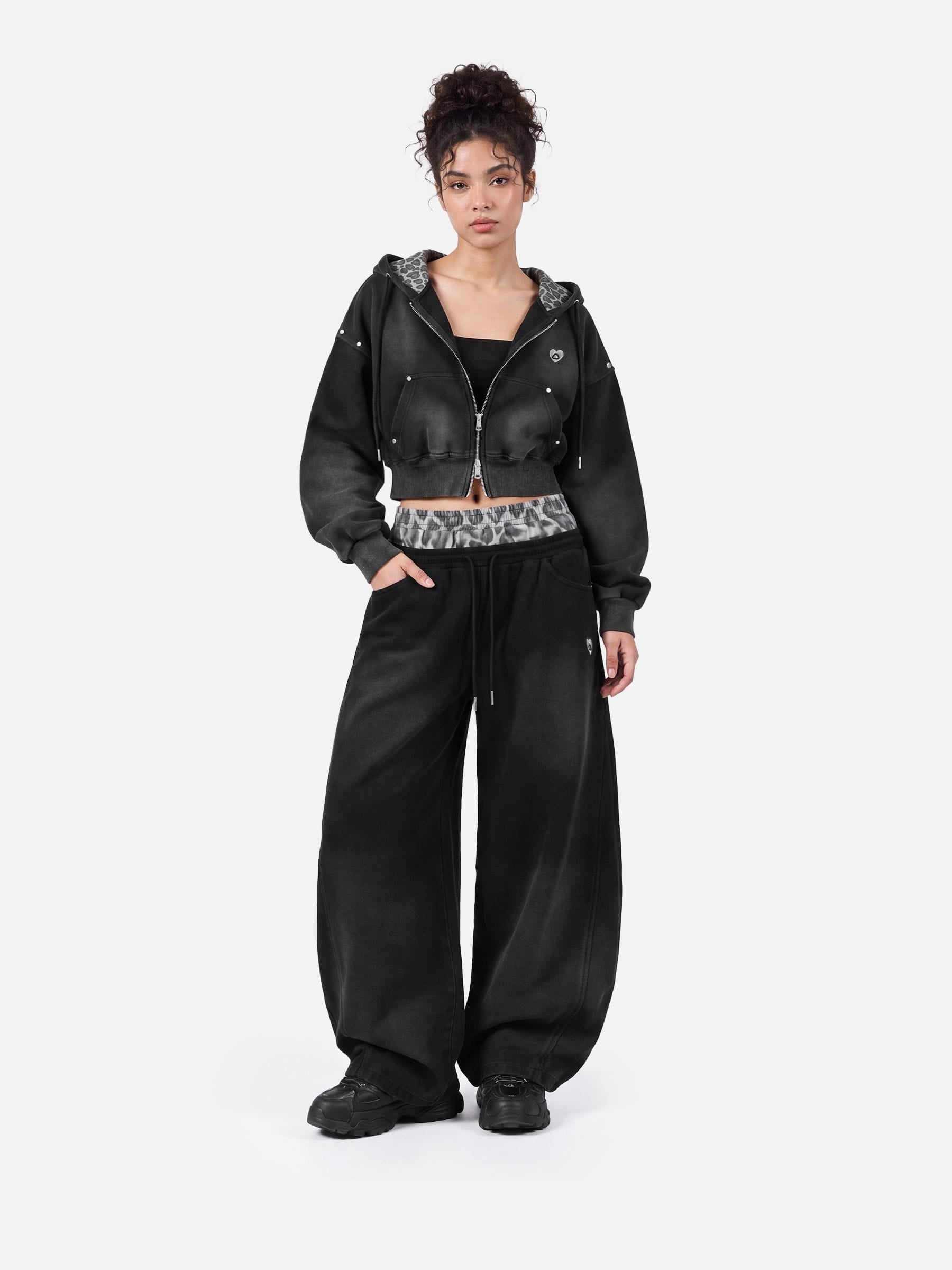Aelfric Eden Cropped Spray Dyed Zip Up Hoodie