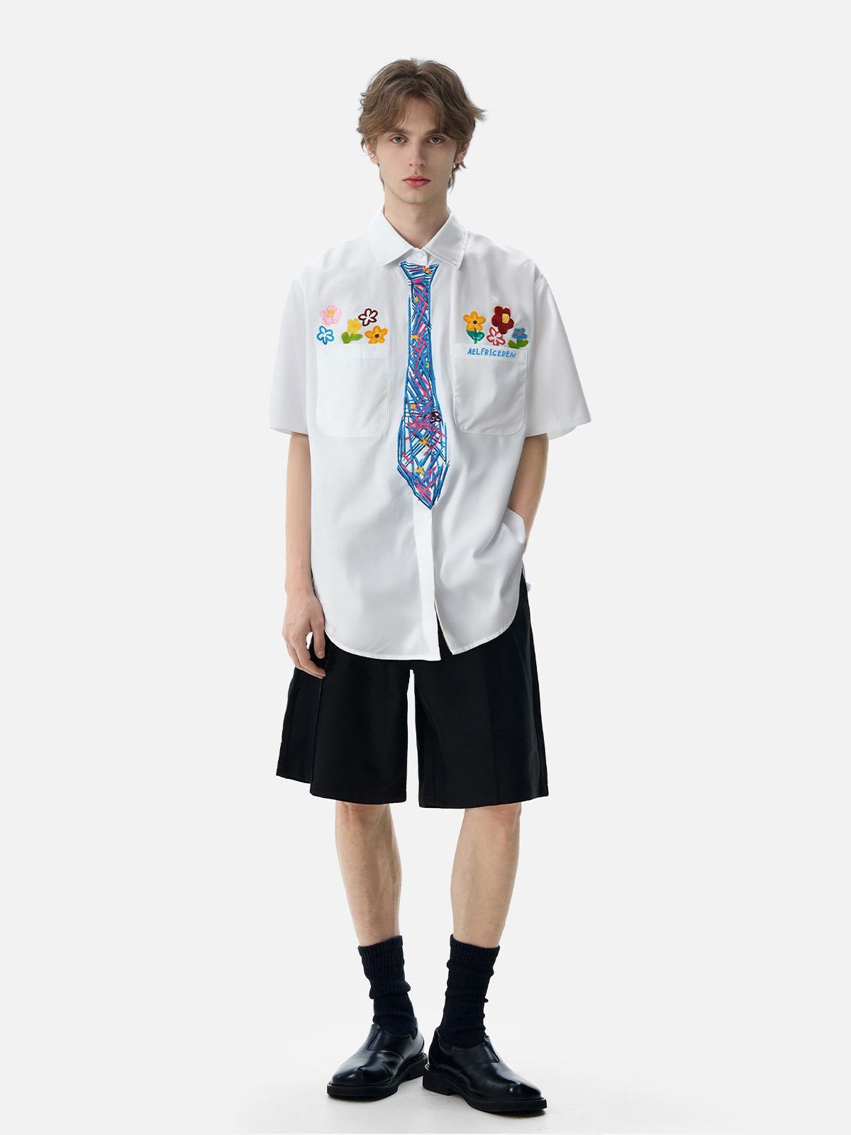 Aelfric Eden Graffiti Necktie Floral Shirt