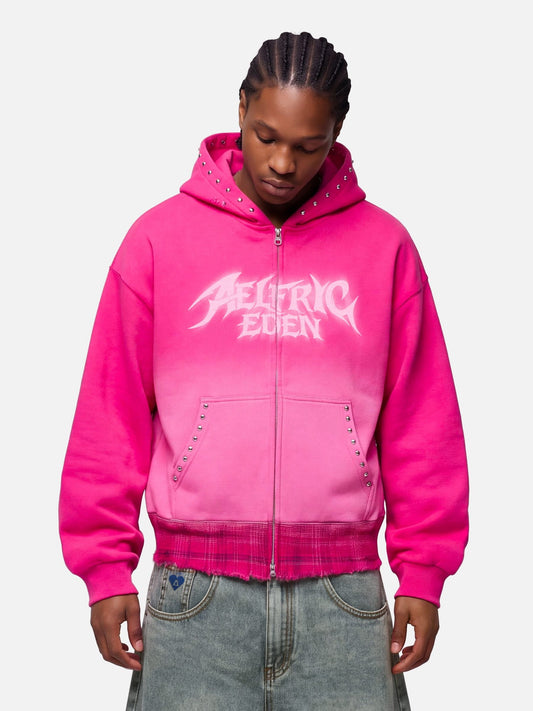 Aelfric Eden Boxy Washed Studded Zip Up Hoodie