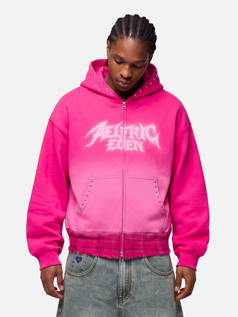 Aelfric Eden Boxy Washed Studded Zip Up Hoodie