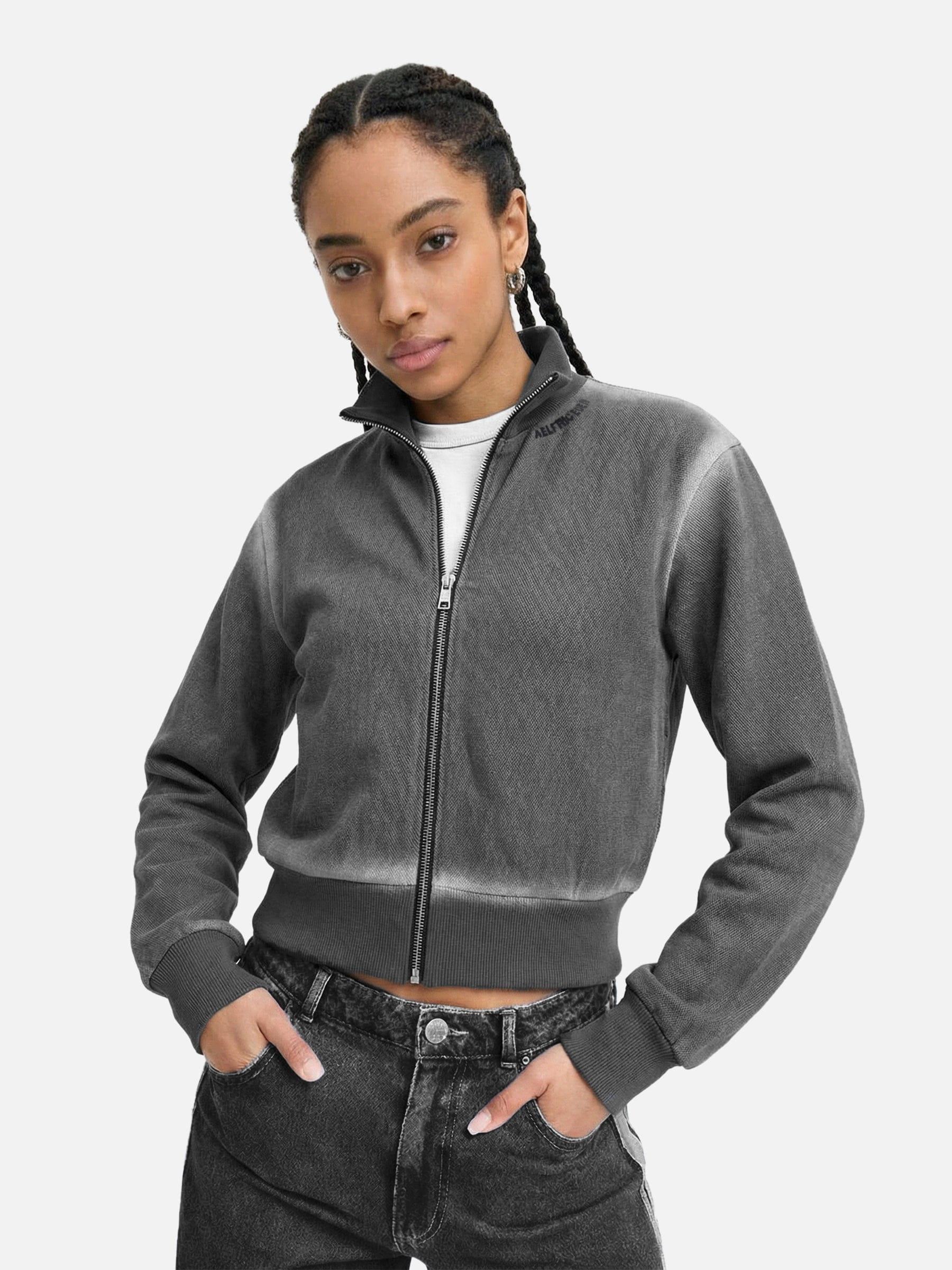 Aelfric Eden Cropped Denim Zip Up Jacket