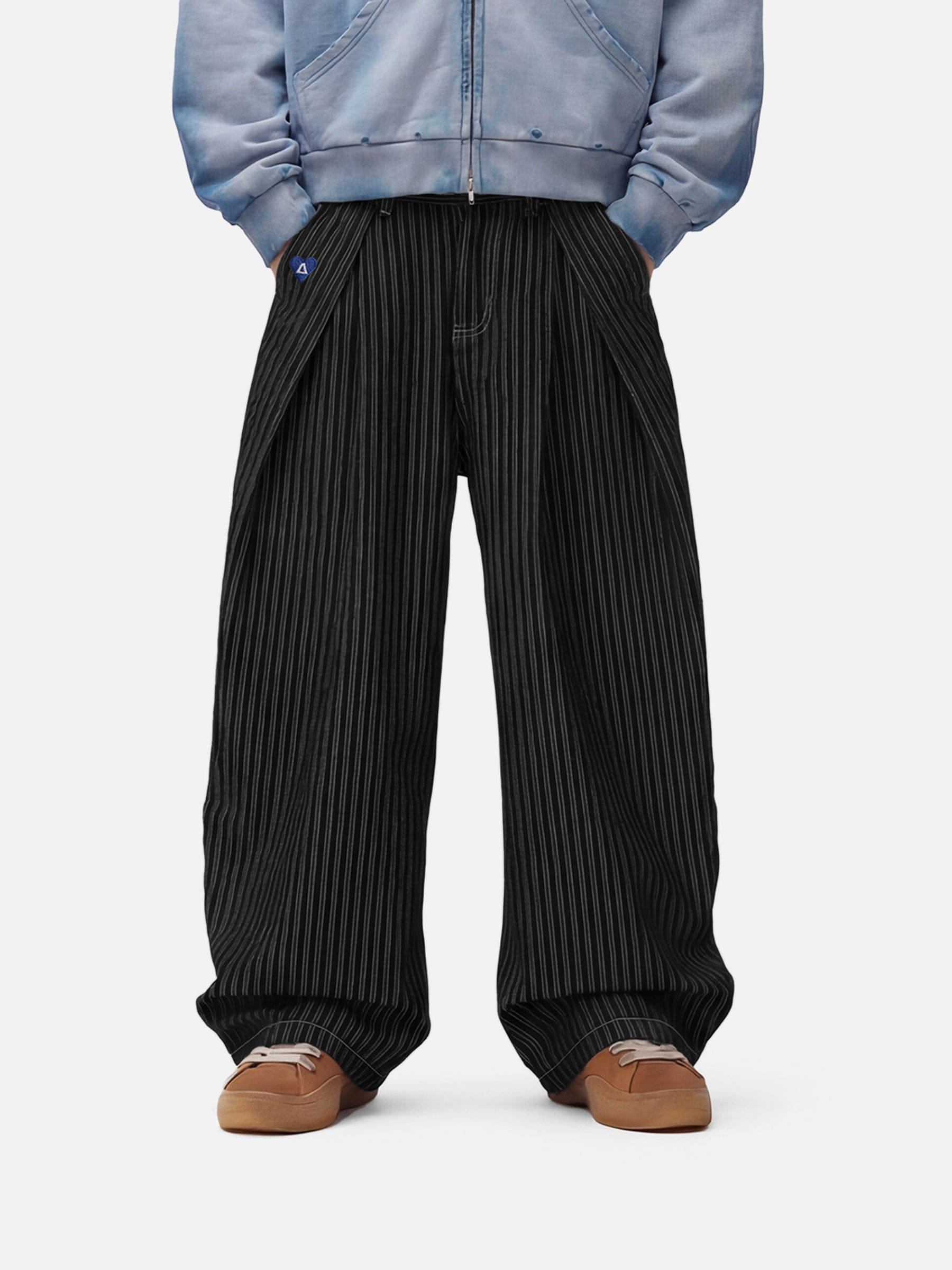 Aelfric Eden Pinstripe Baggy Barrel Jeans