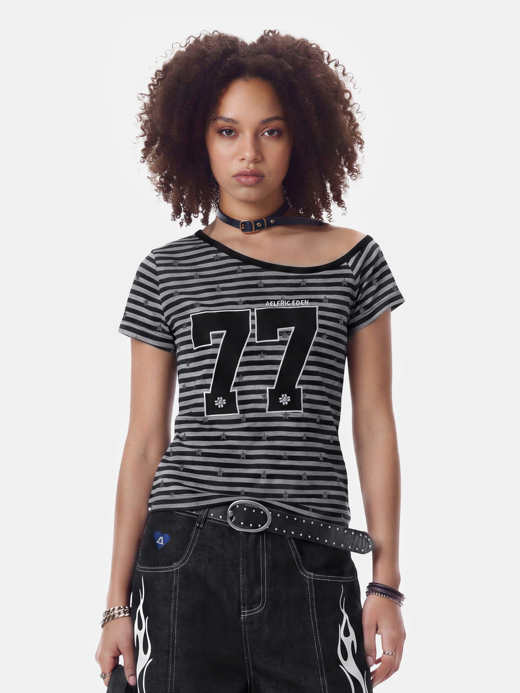 Aelfric Eden Stripe Star Off-The-Shoulder Tee