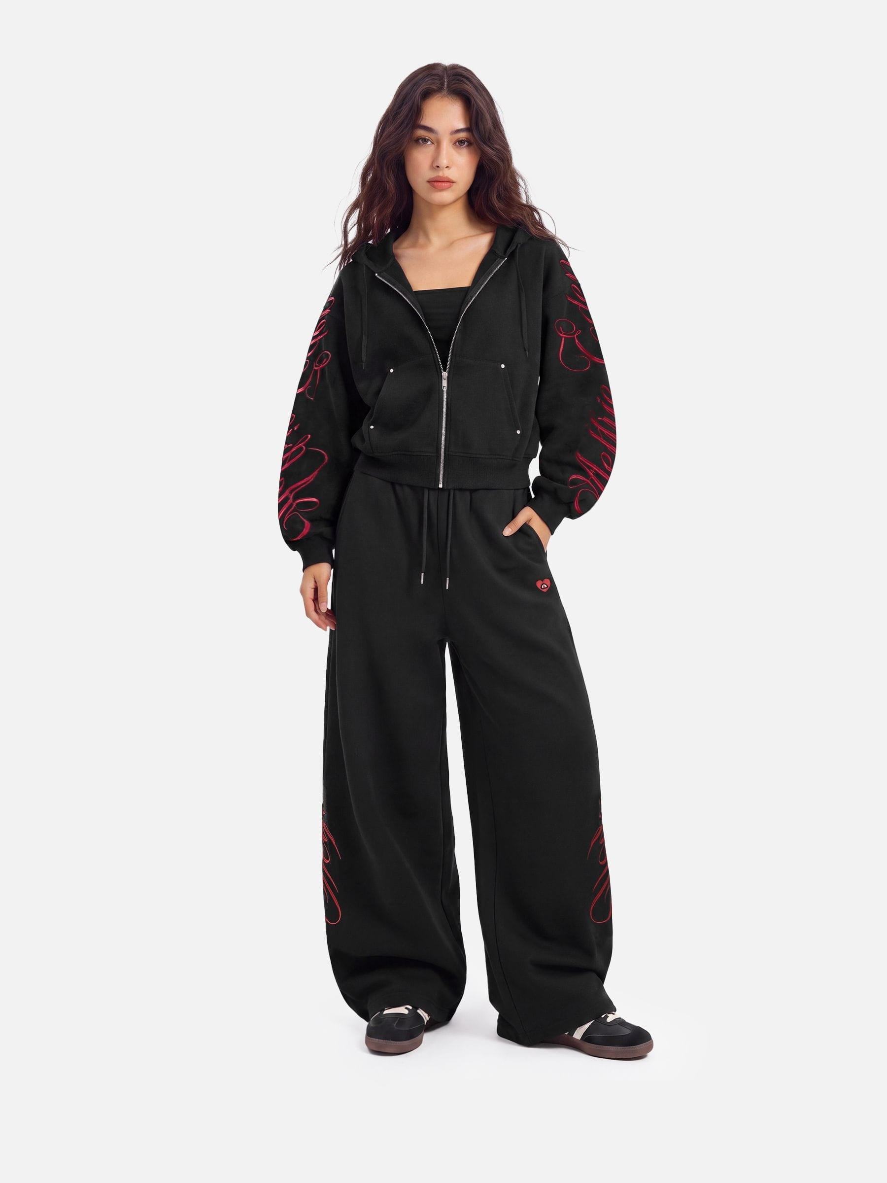 Aelfric Eden Boxy Script Embroidery Hoodie Sets