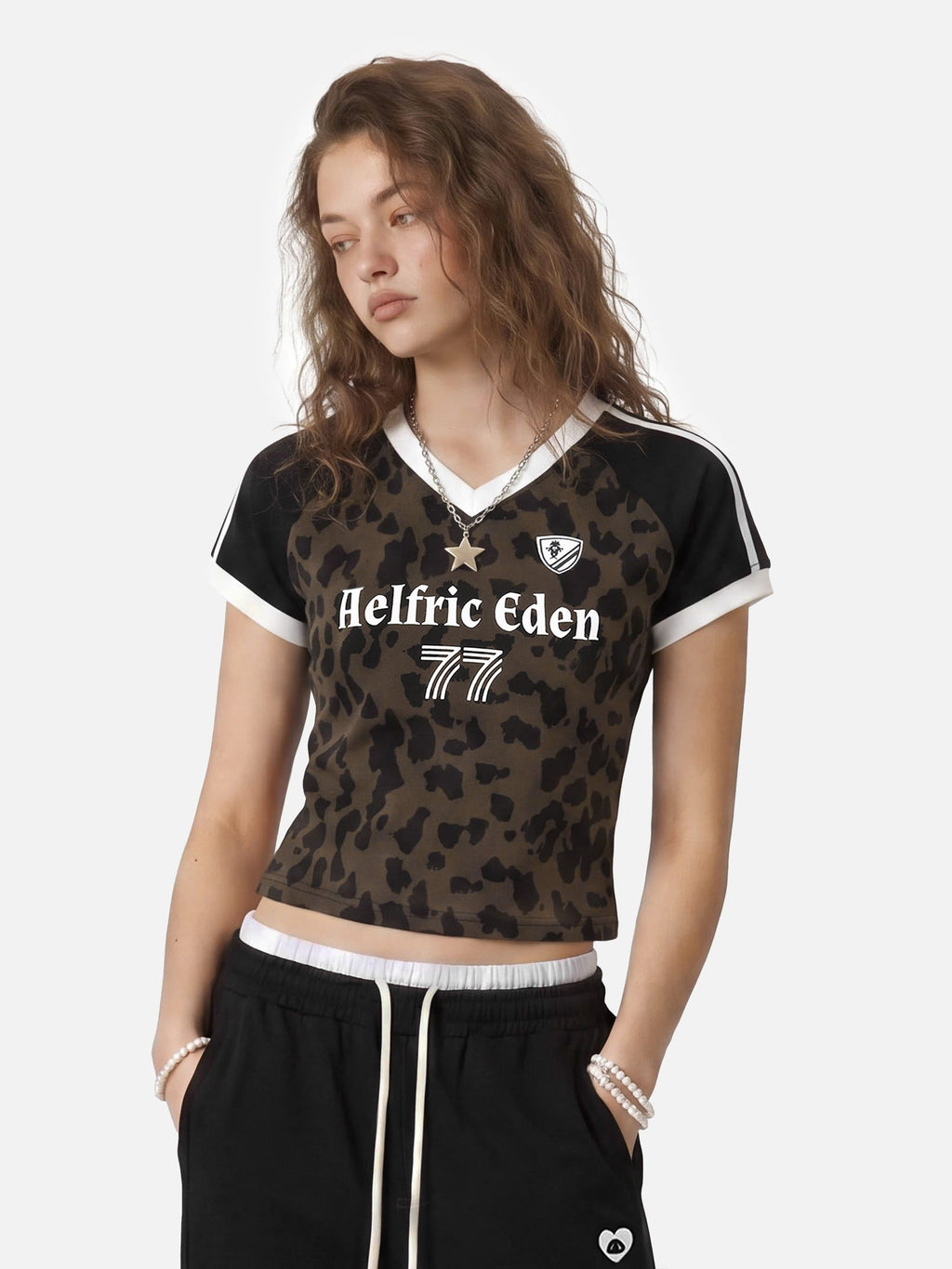 Aelfric Eden Leopard V-Neck Baby Tee