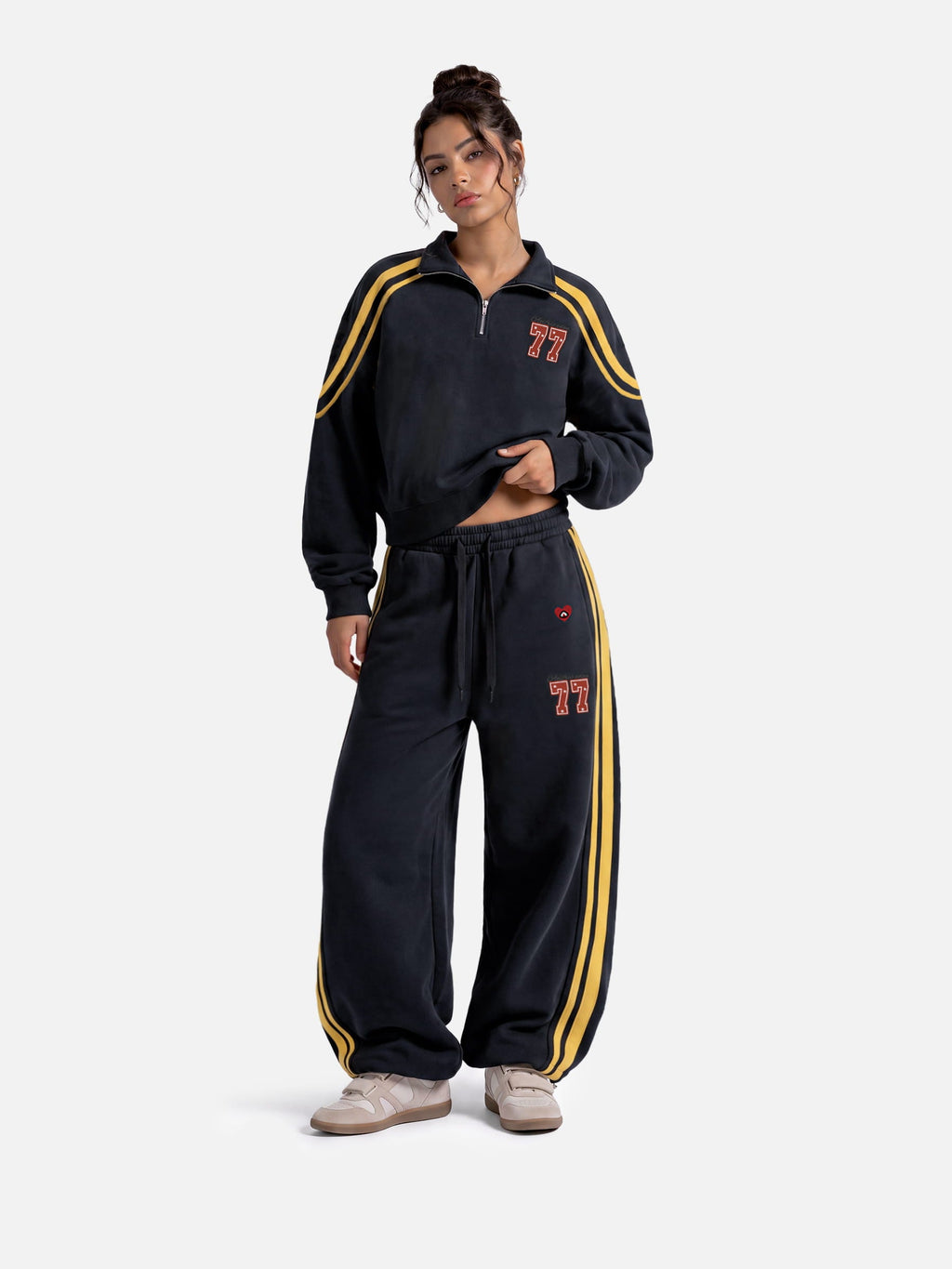 Aelfric Eden Boxy Stripe Panel 77 Quarter-Zip Sweatshirt