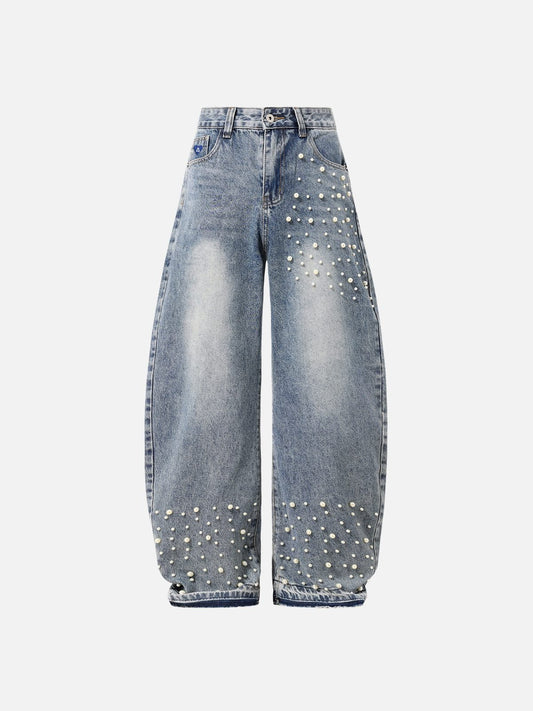 Aelfric Eden Pearl Embellished Baggy Barrel Jeans