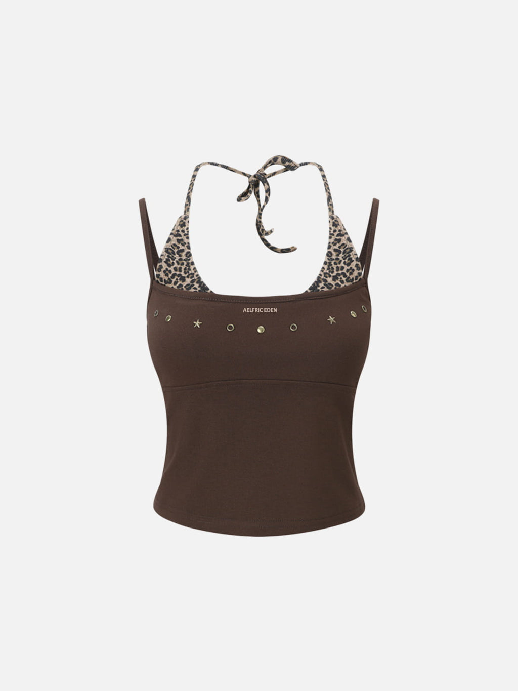 Aelfric Eden Leopard Halter Studded Cami Top