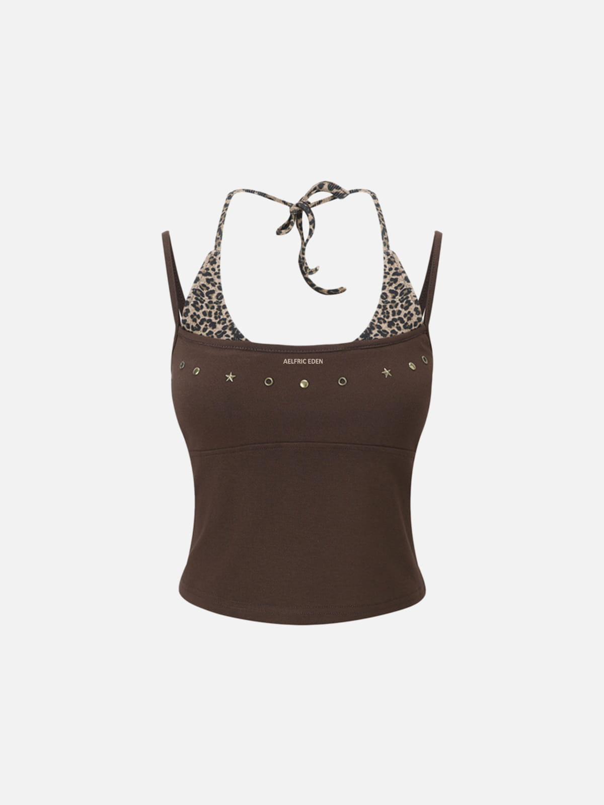 Aelfric Eden Leopard Halter Studded Cami Top