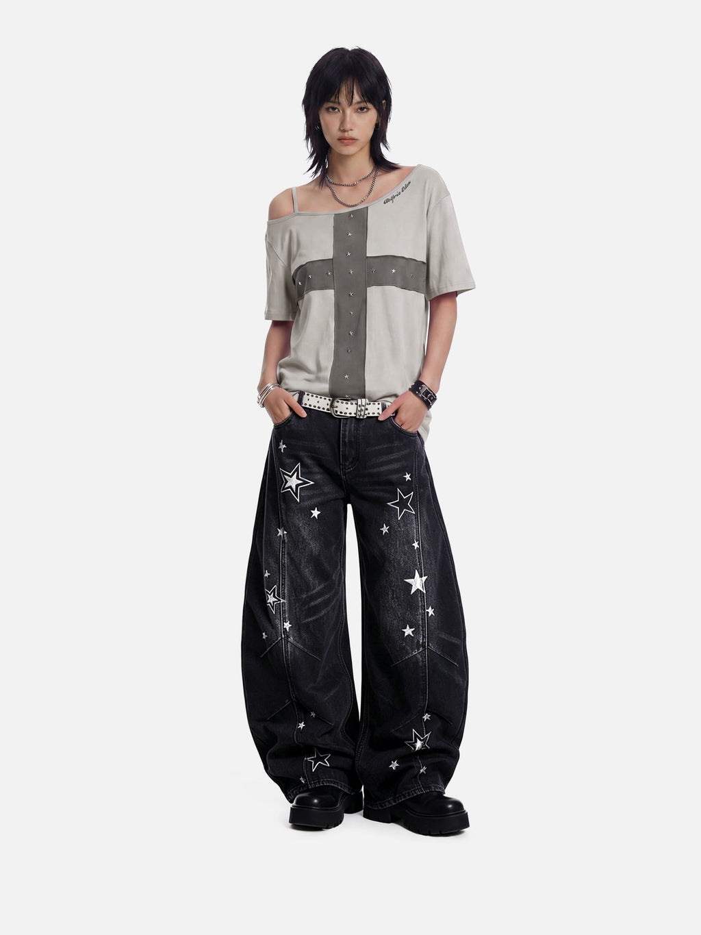 Aelfric Eden Star Panel Off-The-Shoulder Tee