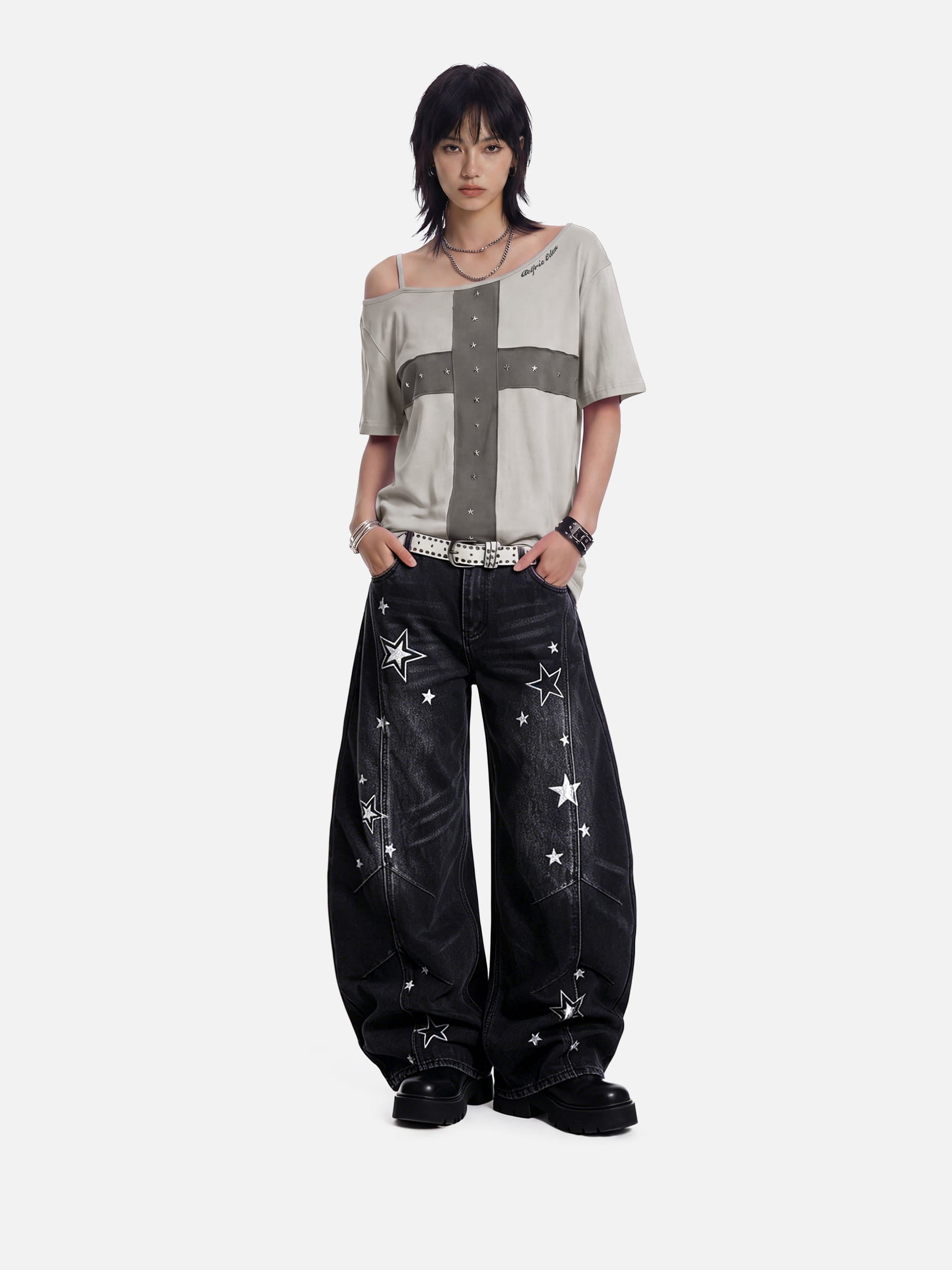 Aelfric Eden Star Panel Off-The-Shoulder Tee