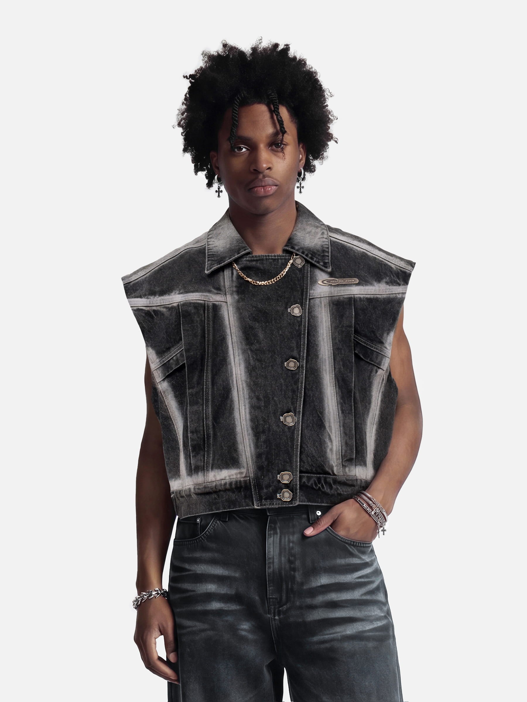 Aelfric Eden Super Boxy Washed Denim Vest