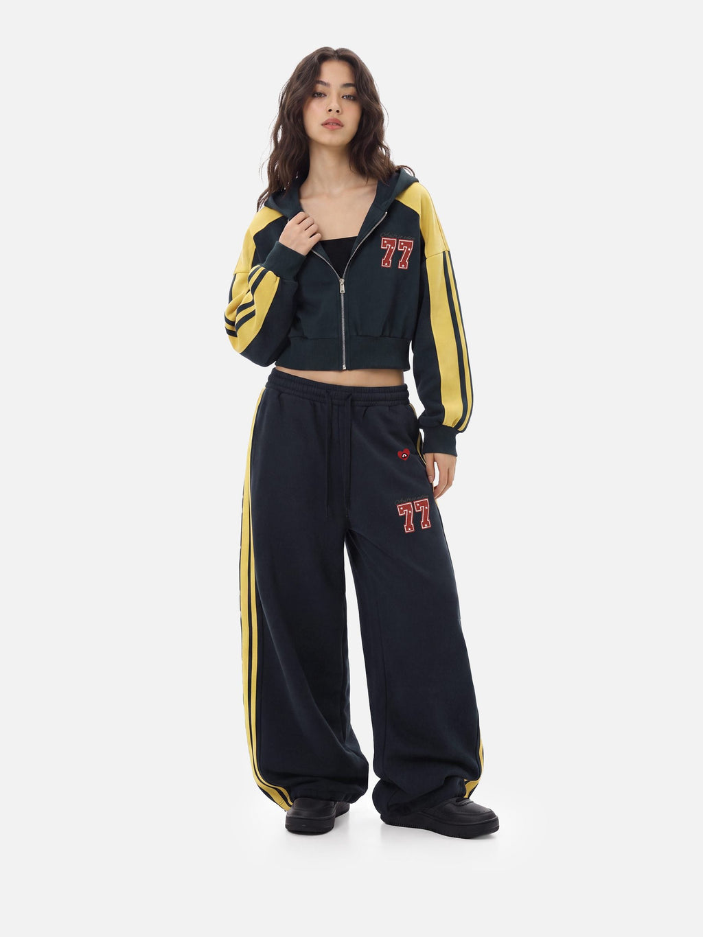 Aelfric Eden Cropped Color Block Zip Up Hoodie