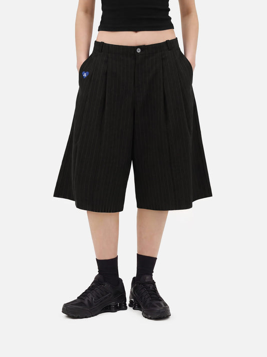 Aelfric Eden Pinstripe Pleated Longline Shorts