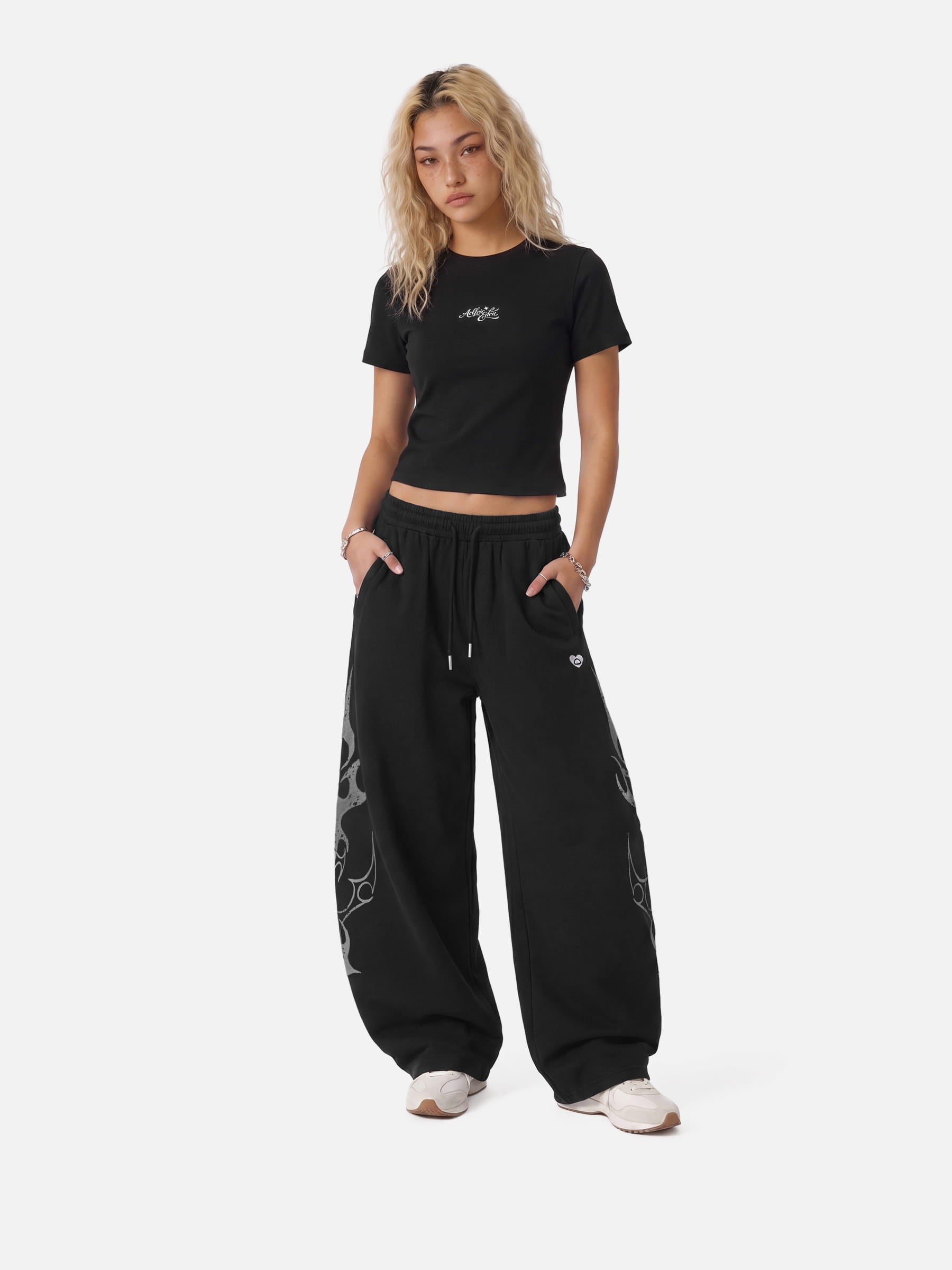 Aelfric Eden Thorn Print Baggy Barrel Sweatpants
