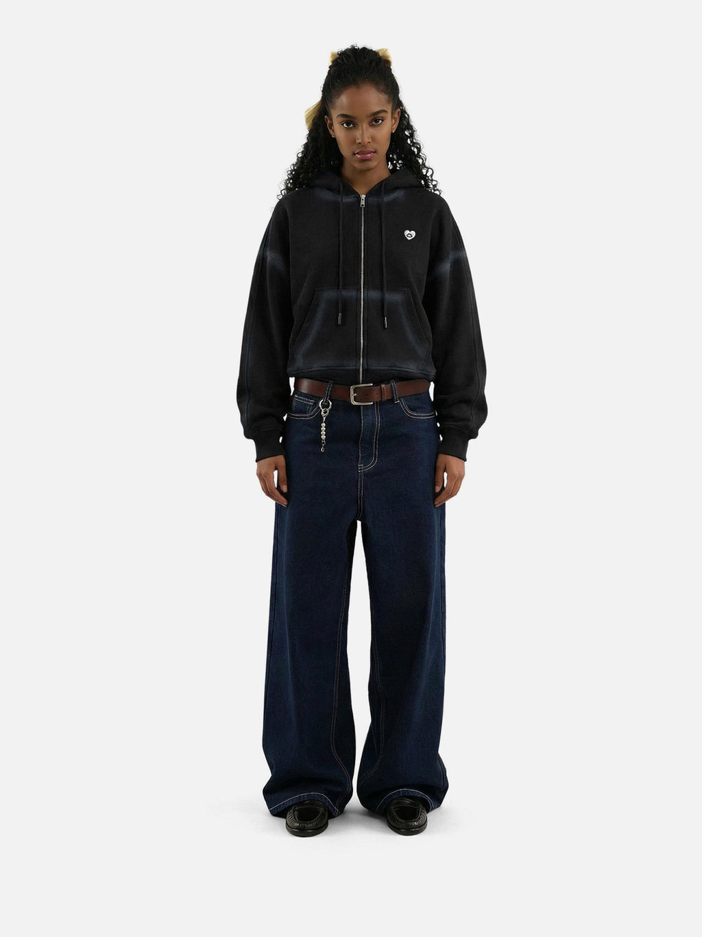 Aelfric Eden Boxy Washed Double Zip Up Hoodie