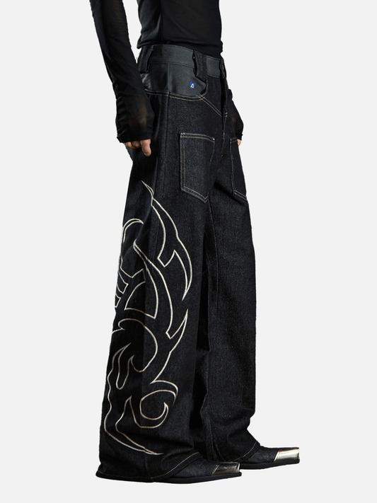 Aelfric Eden Baggy Barrel Embroidery Jeans