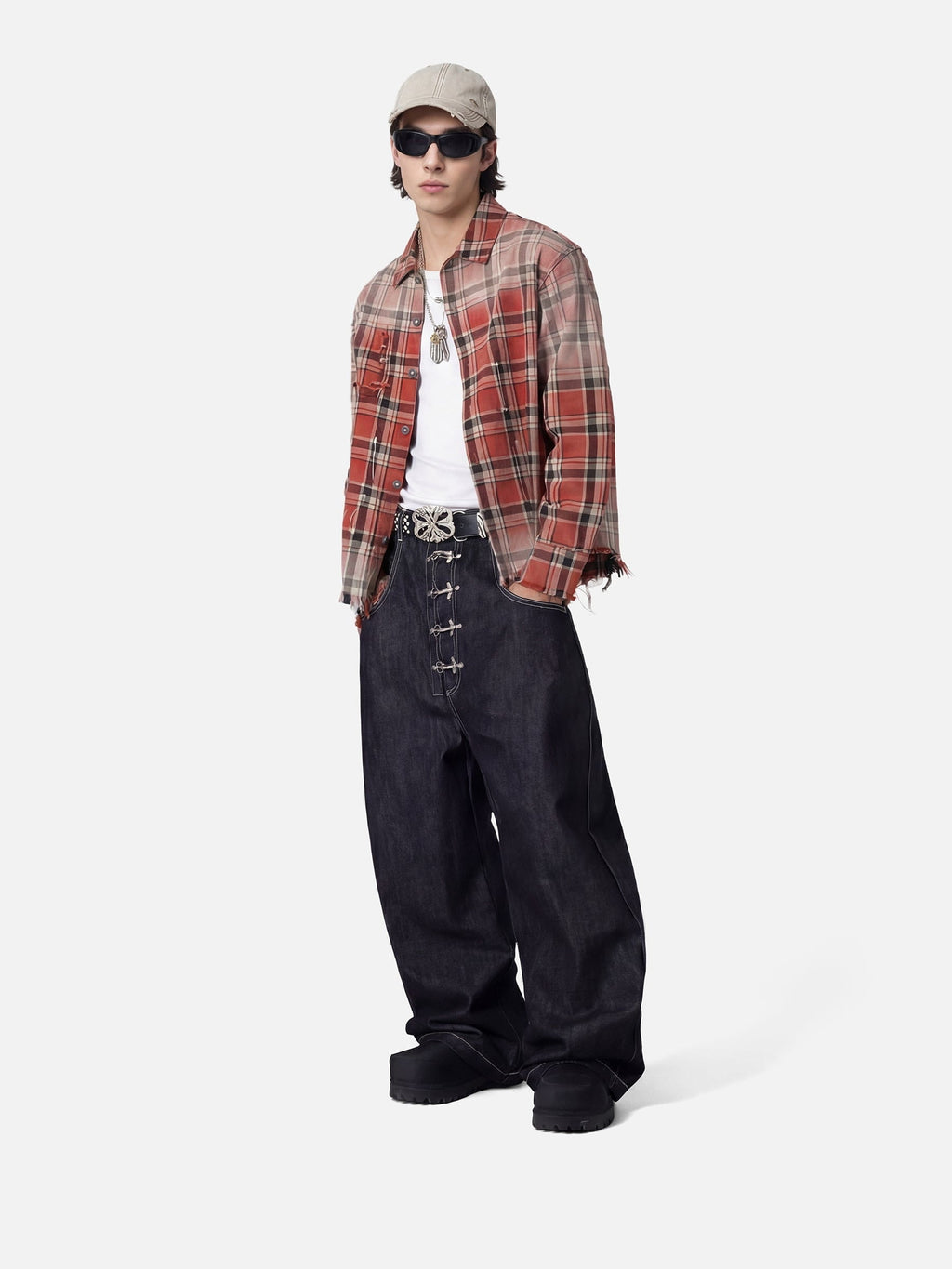 Aelfric Eden Plaid Distressed Long Sleeve Shirt
