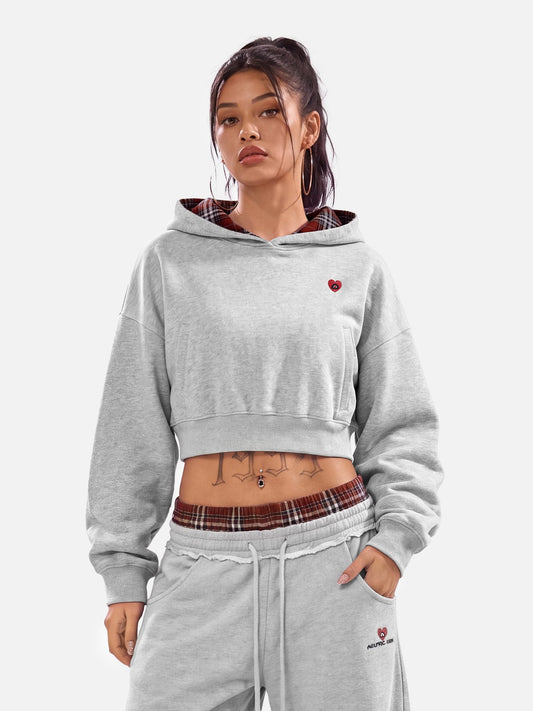 [Pre-Order] Aelfric Eden Cropped Plaid Lined Pullover Hoodie