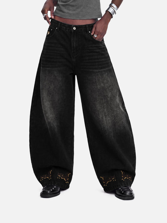 [Pre-Order] Aelfric Eden Dachshund Embroidery Baggy Barrel Jeans