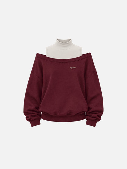 Aelfric Eden Boxy Layered Off-The-Shoulder Sweatshirt