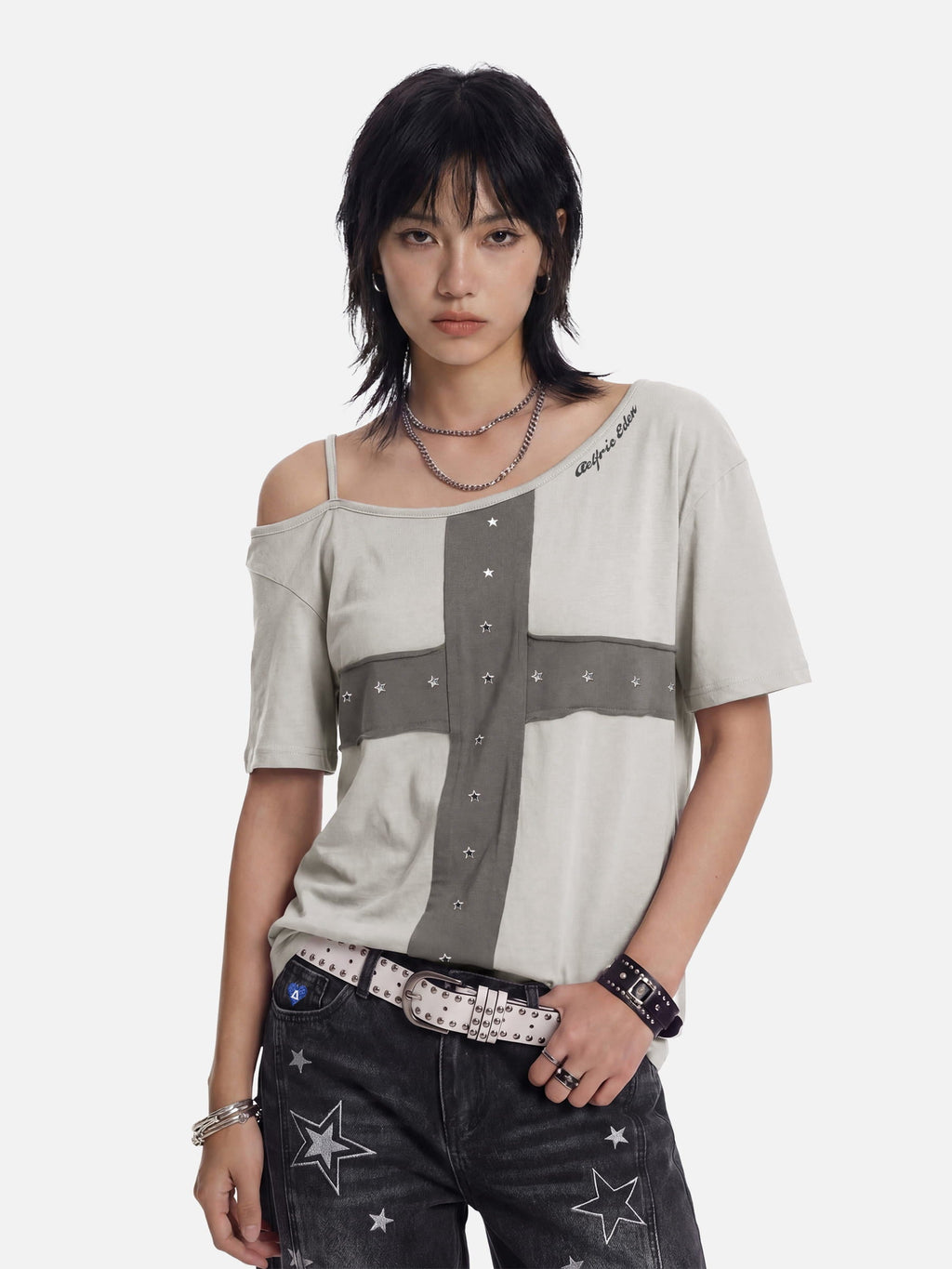 Aelfric Eden Star Panel Off-The-Shoulder Tee