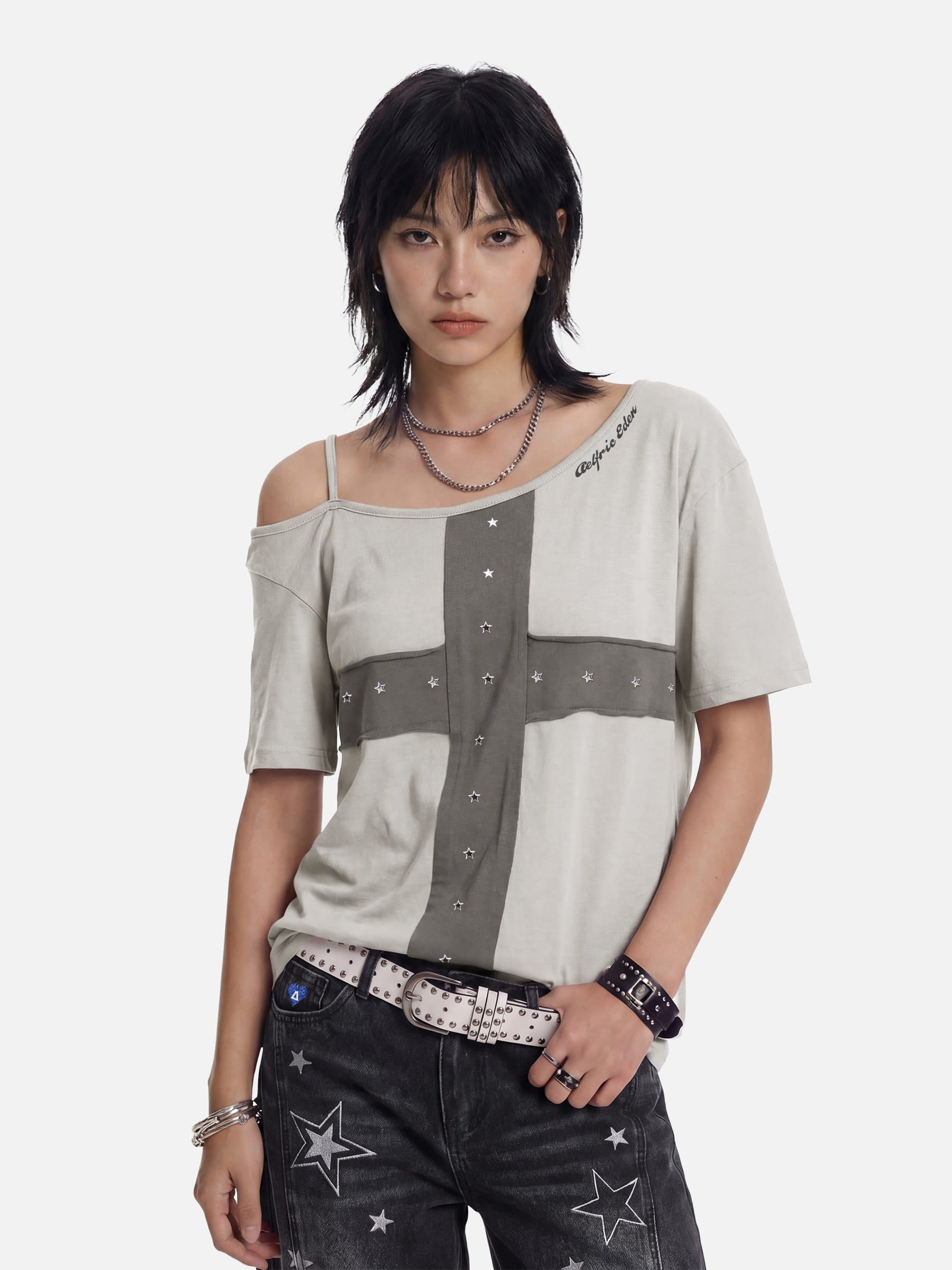 Aelfric Eden Star Panel Off-The-Shoulder Tee