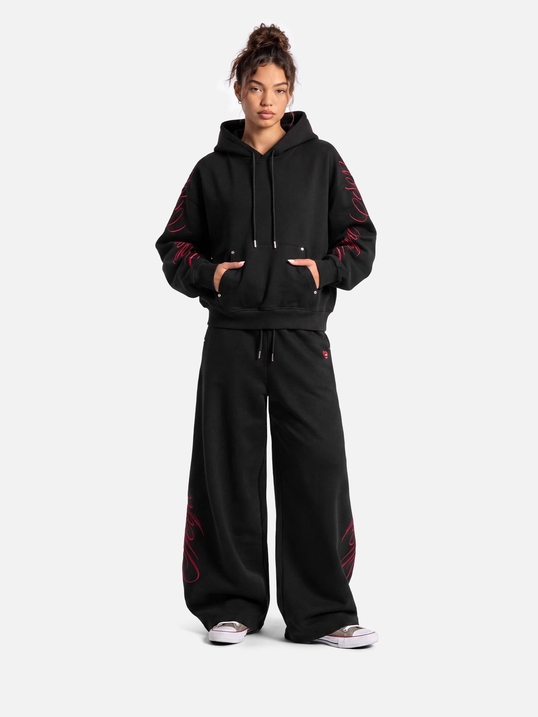 Aelfric Eden Boxy Script Embroidery Pullover Hoodie