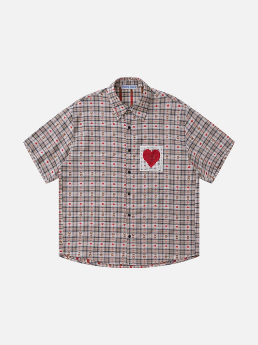 Aelfric Eden Crochet Heart Pocket Plaid Shirt