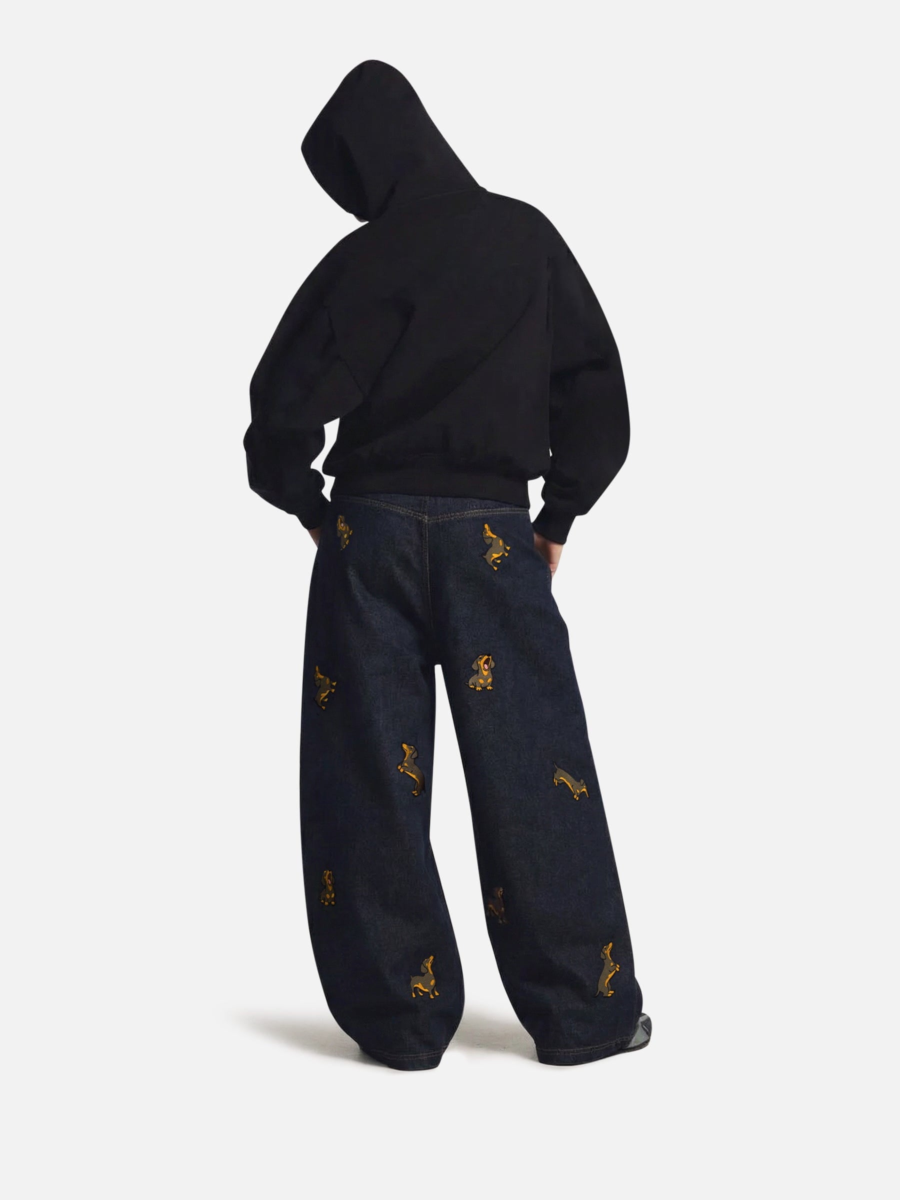 Aelfric Eden Dachshund Embroidered Baggy Jeans