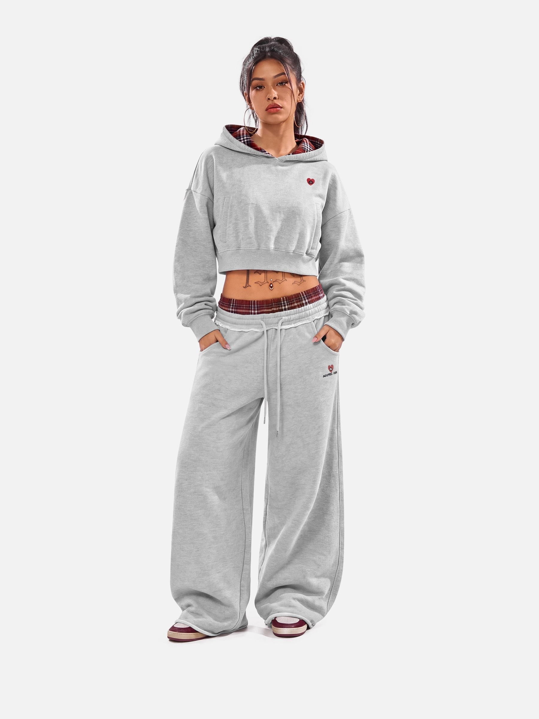 [Pre-Order] Aelfric Eden Cropped Plaid Lined Pullover Hoodie
