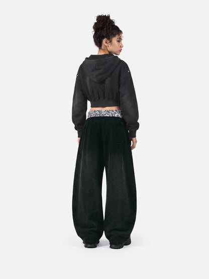 Aelfric Eden Cropped Spray Dyed Zip Up Hoodie