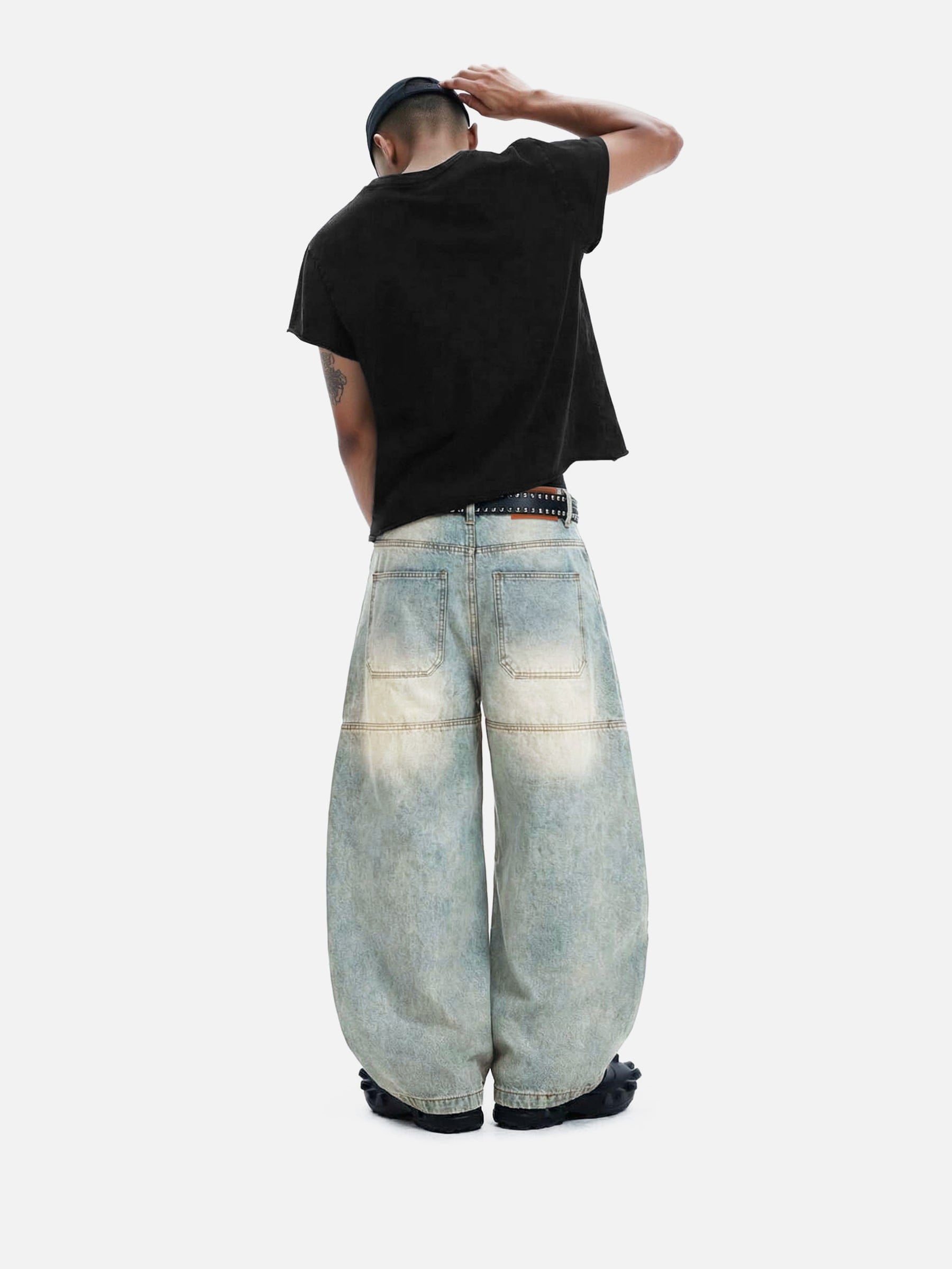 Aelfric Eden Washed Panel Baggy Barrel Jeans