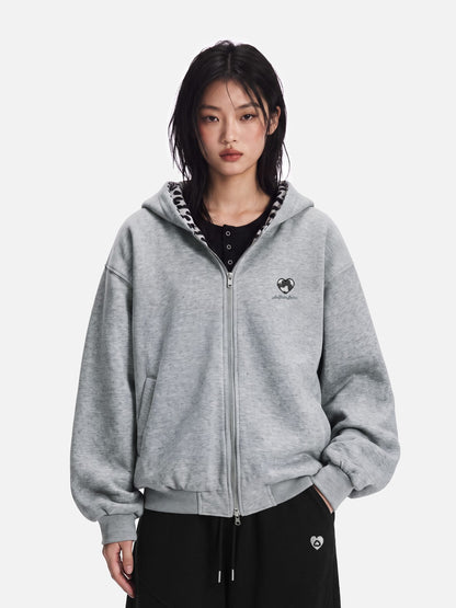 Aelfric Eden Reversible Leopard Zip Up Hoodie