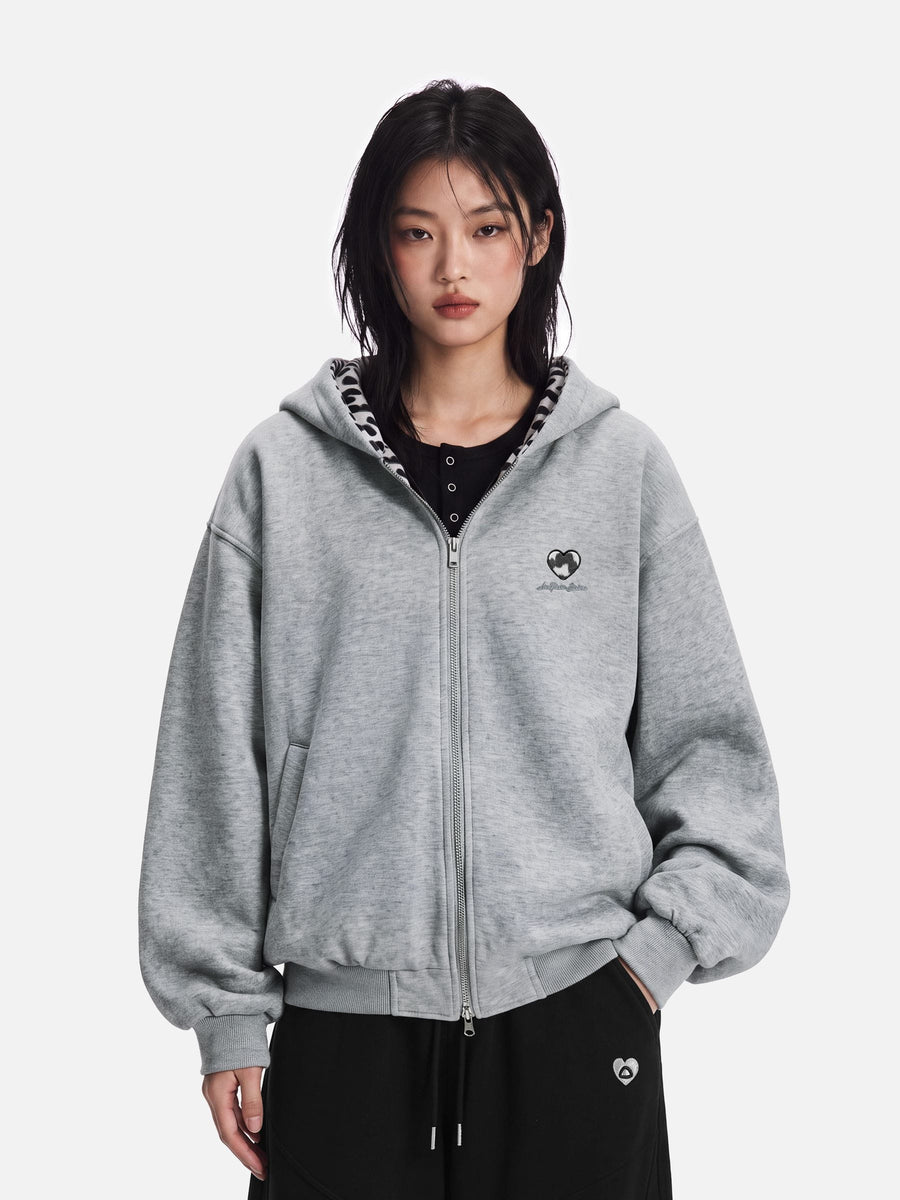 Aelfric Eden Reversible Leopard Zip Up Hoodie