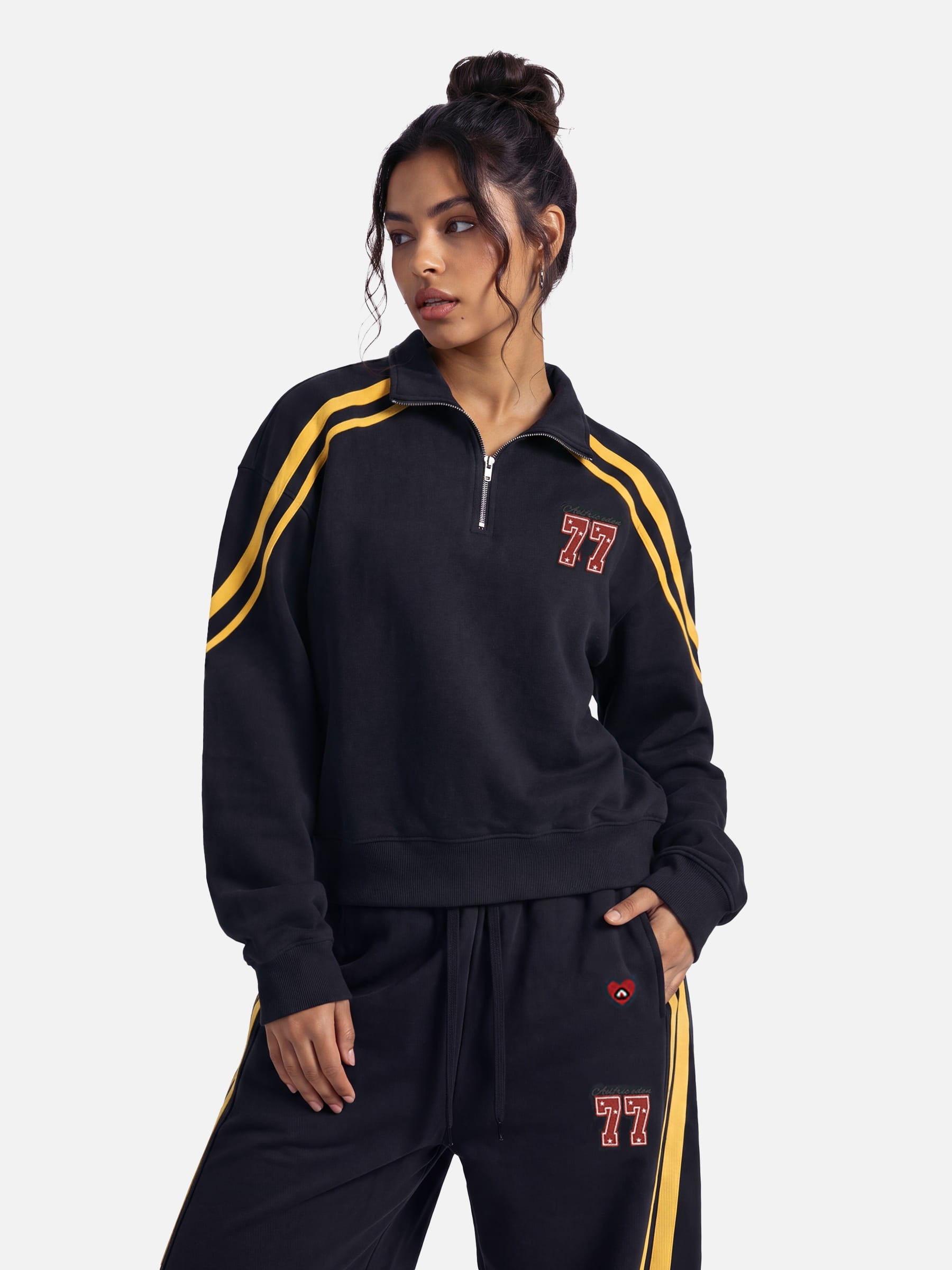 Aelfric Eden Boxy Stripe Panel 77 Quarter-Zip Sweatshirt