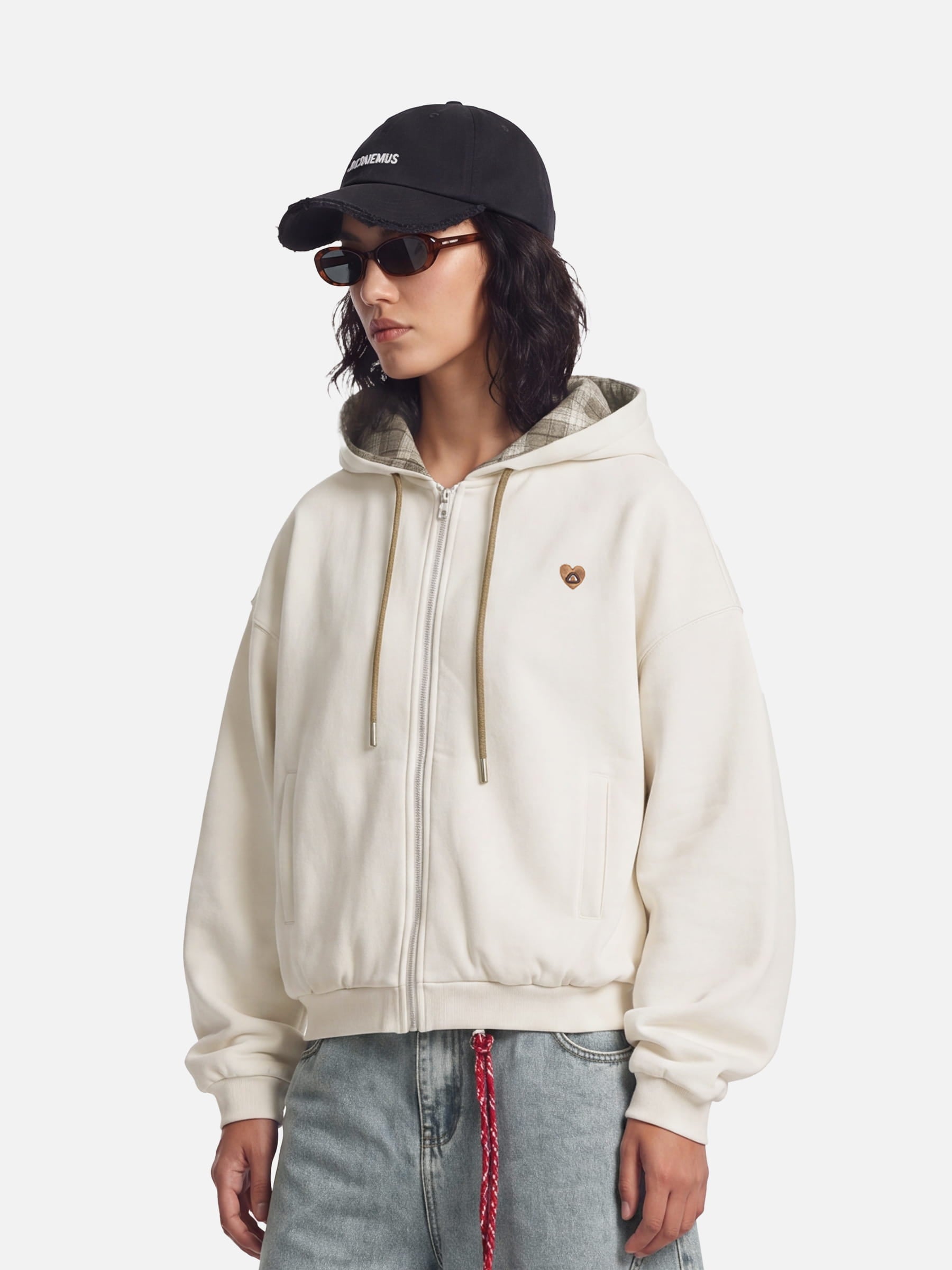 Aelfric Eden Boxy Reversible Plaid Zip Up Hoodie