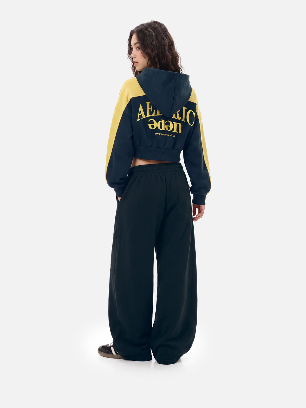Aelfric Eden Cropped Color Block Zip Up Hoodie