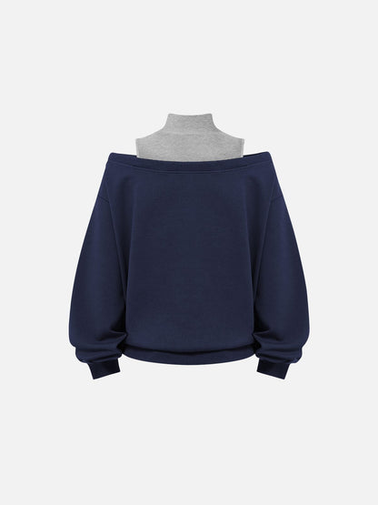 Aelfric Eden Boxy Layered Off-The-Shoulder Sweatshirt