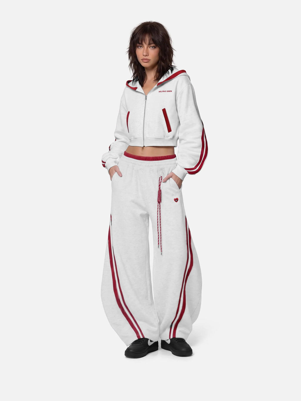 Aelfric Eden Cropped Contrast Stripe Zip Up Hoodie