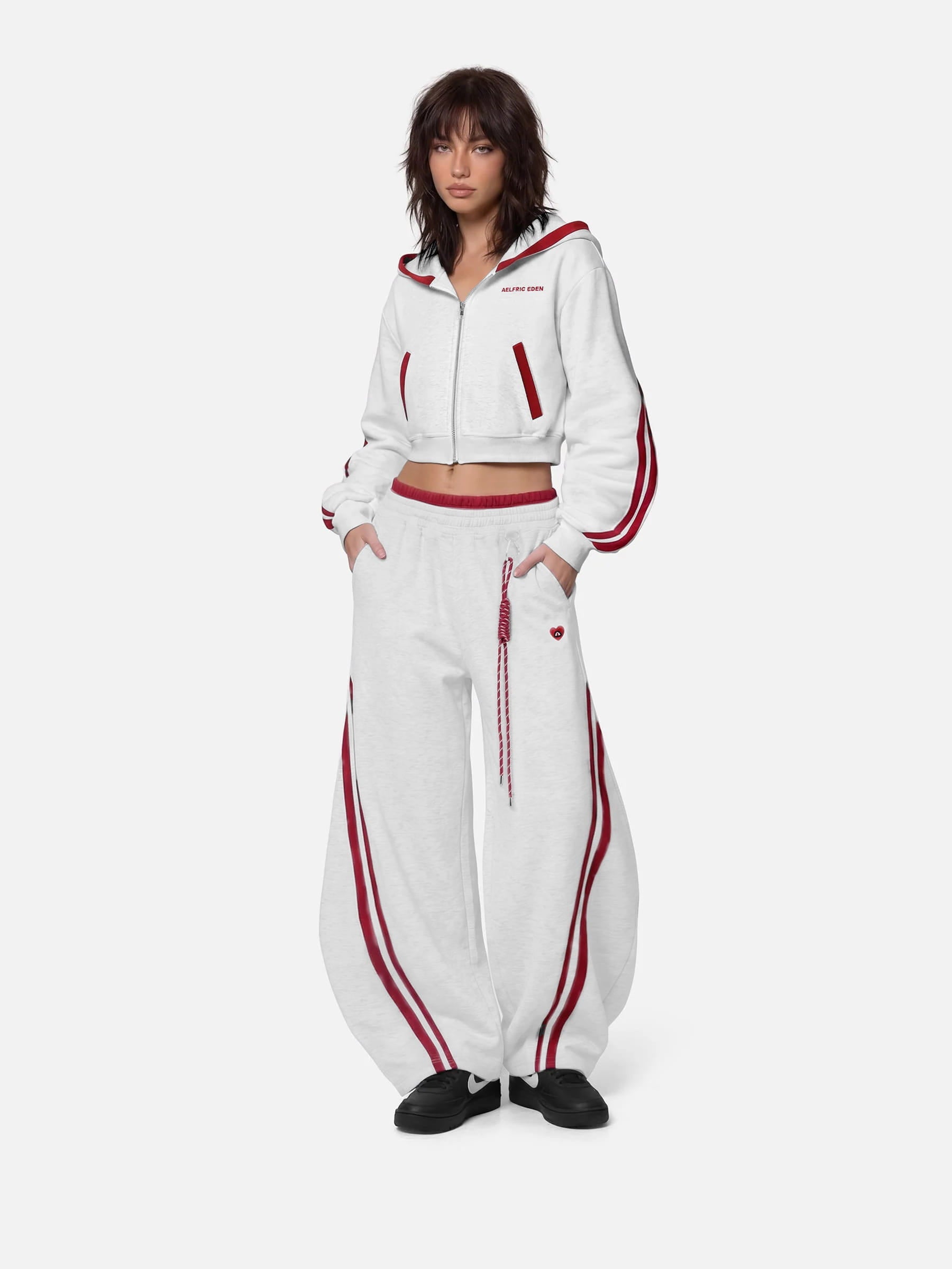 Aelfric Eden Cropped Contrast Stripe Zip Up Hoodie