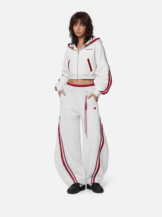 Aelfric Eden Cropped Contrast Stripe Zip Up Hoodie