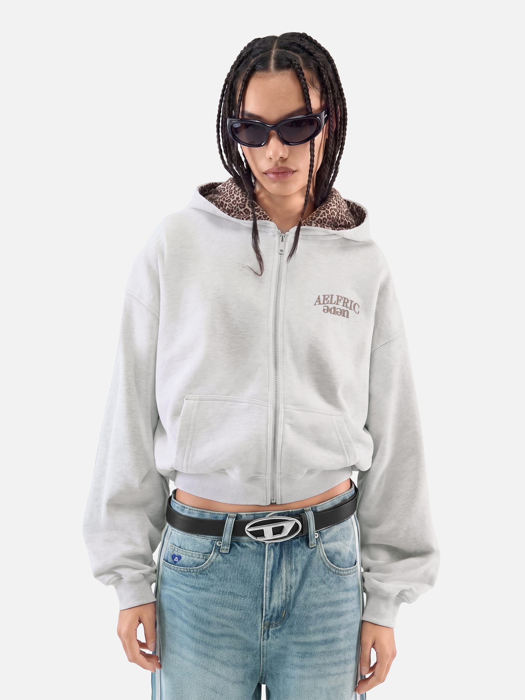 [Pre-Order] Aelfric Eden Boxy Leopard Lined Zip Up Hoodie